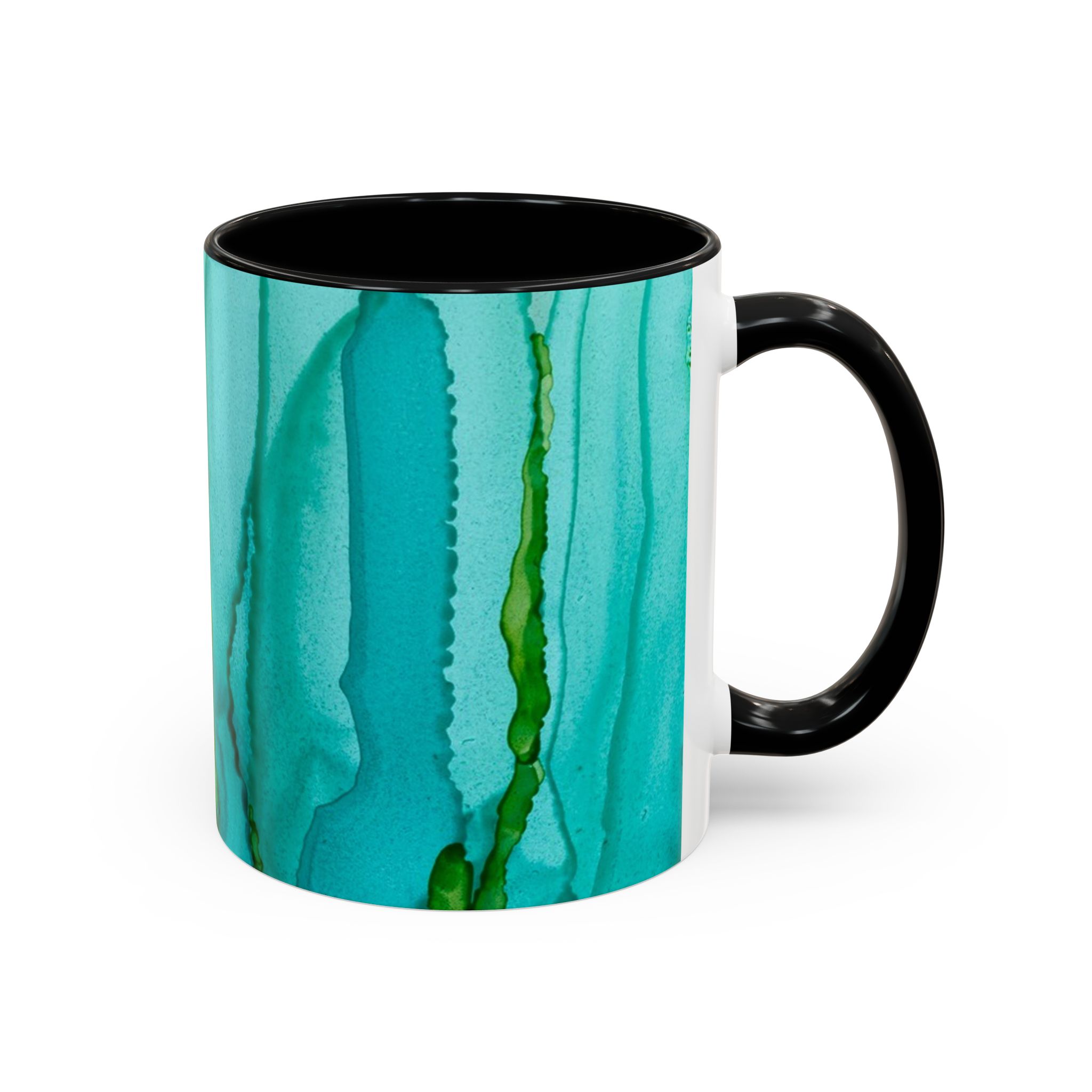 Abstract Turquoise Accent Coffee Mug - Watercolor Effect Vertical (11 oz, 15 oz) - Image 14