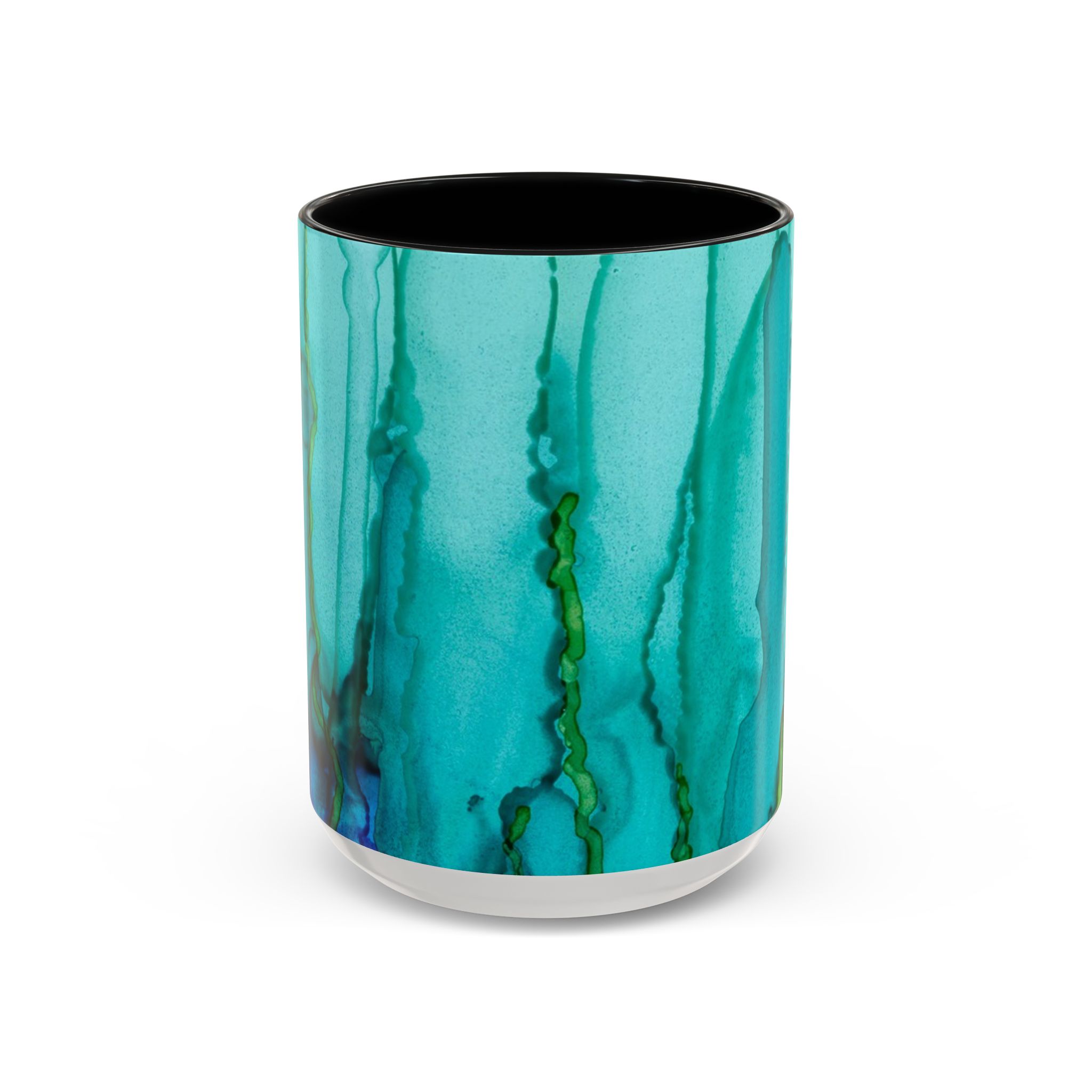 Abstract Turquoise Accent Coffee Mug - Watercolor Effect Vertical (11 oz, 15 oz) - Image 6