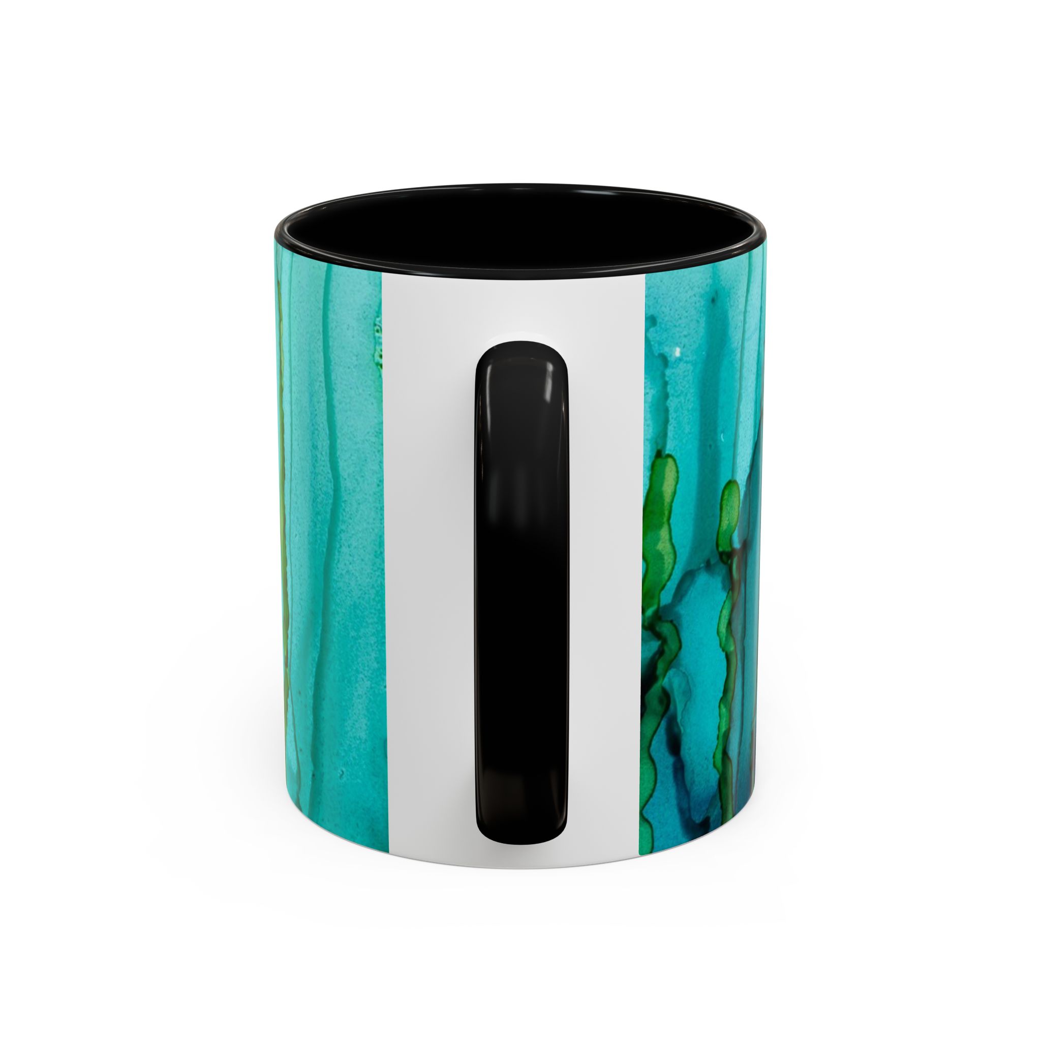 Abstract Turquoise Accent Coffee Mug - Watercolor Effect Vertical (11 oz, 15 oz) - Image 16