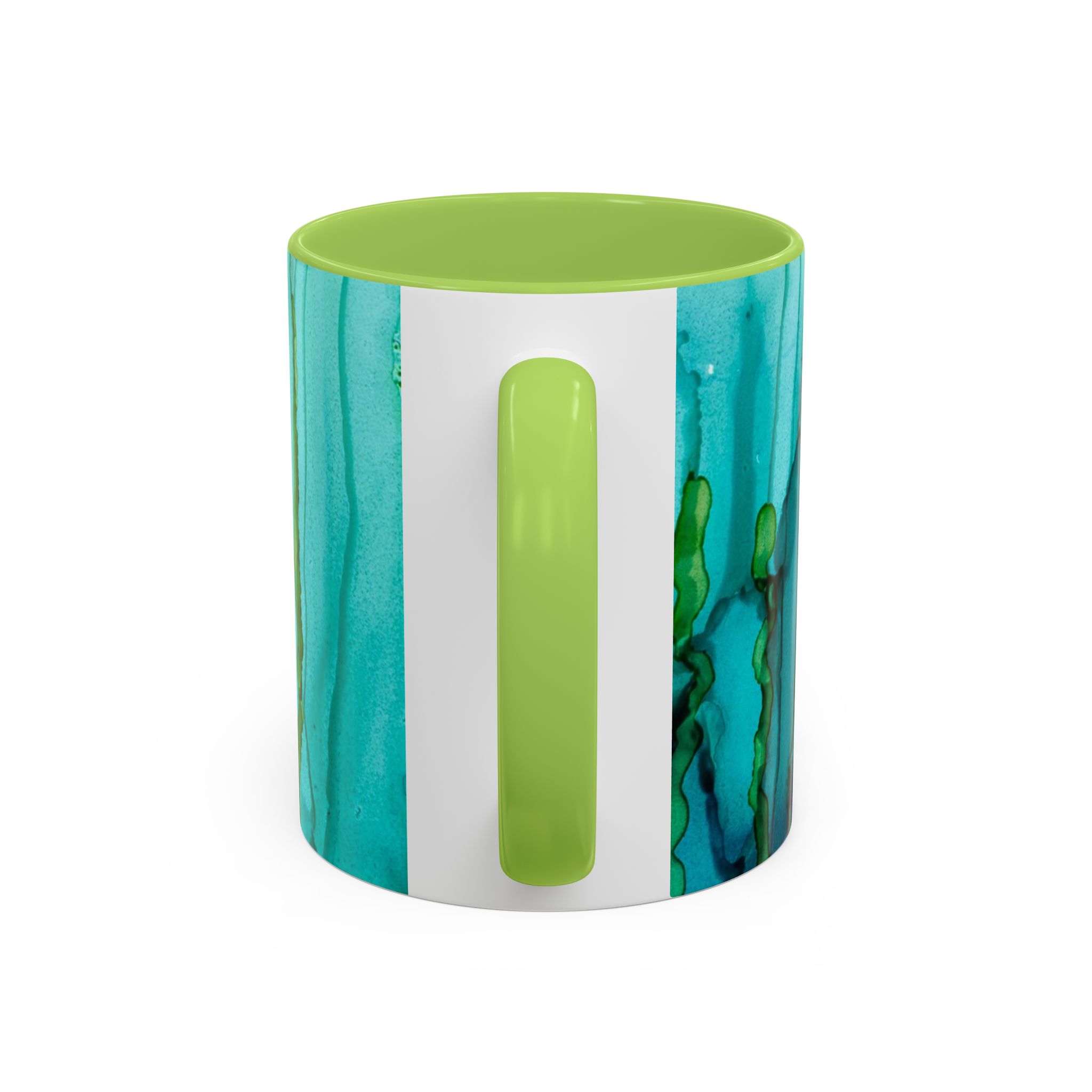Abstract Turquoise Accent Coffee Mug - Watercolor Effect Vertical (11 oz, 15 oz) - Image 4