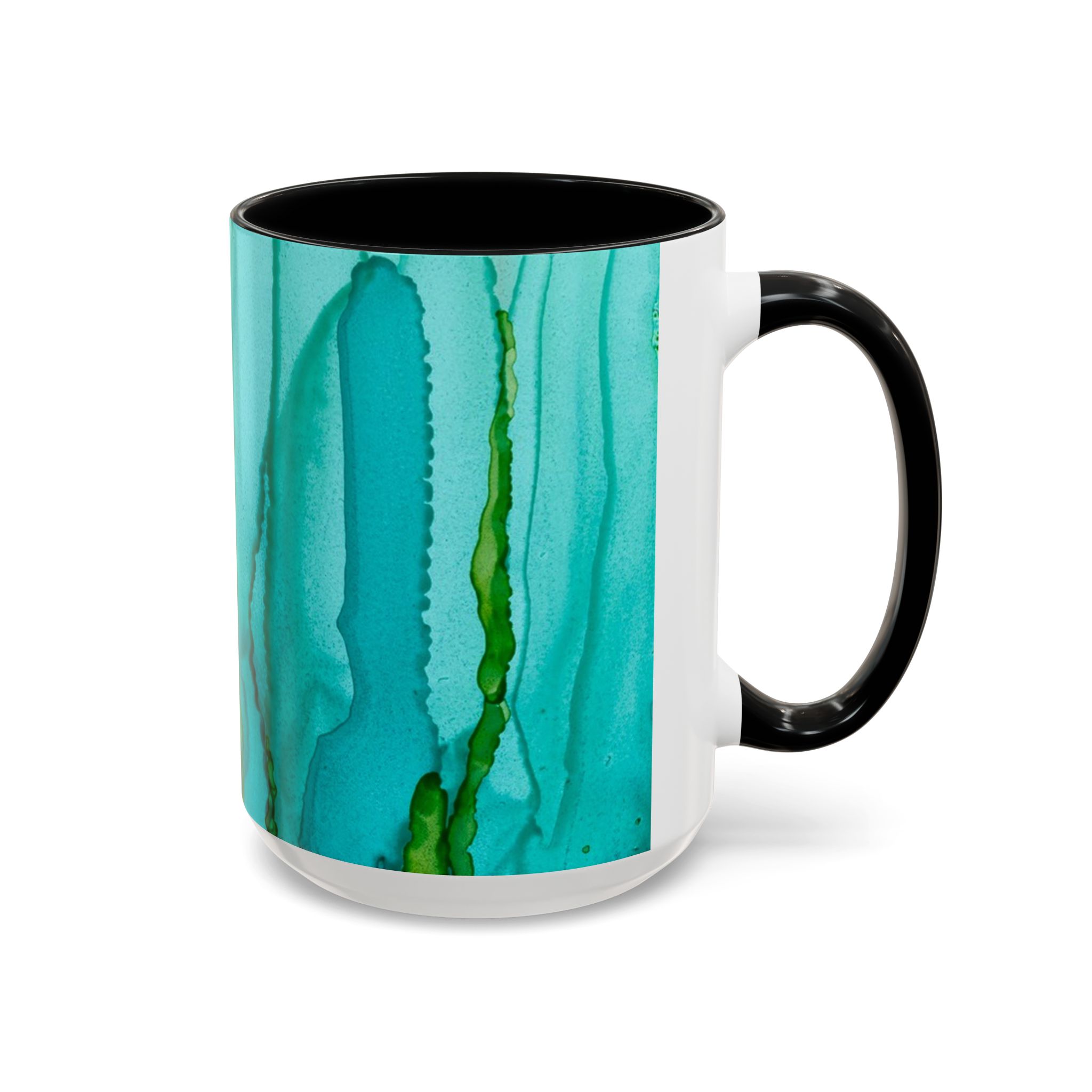 Abstract Turquoise Accent Coffee Mug - Watercolor Effect Vertical (11 oz, 15 oz) - Image 7