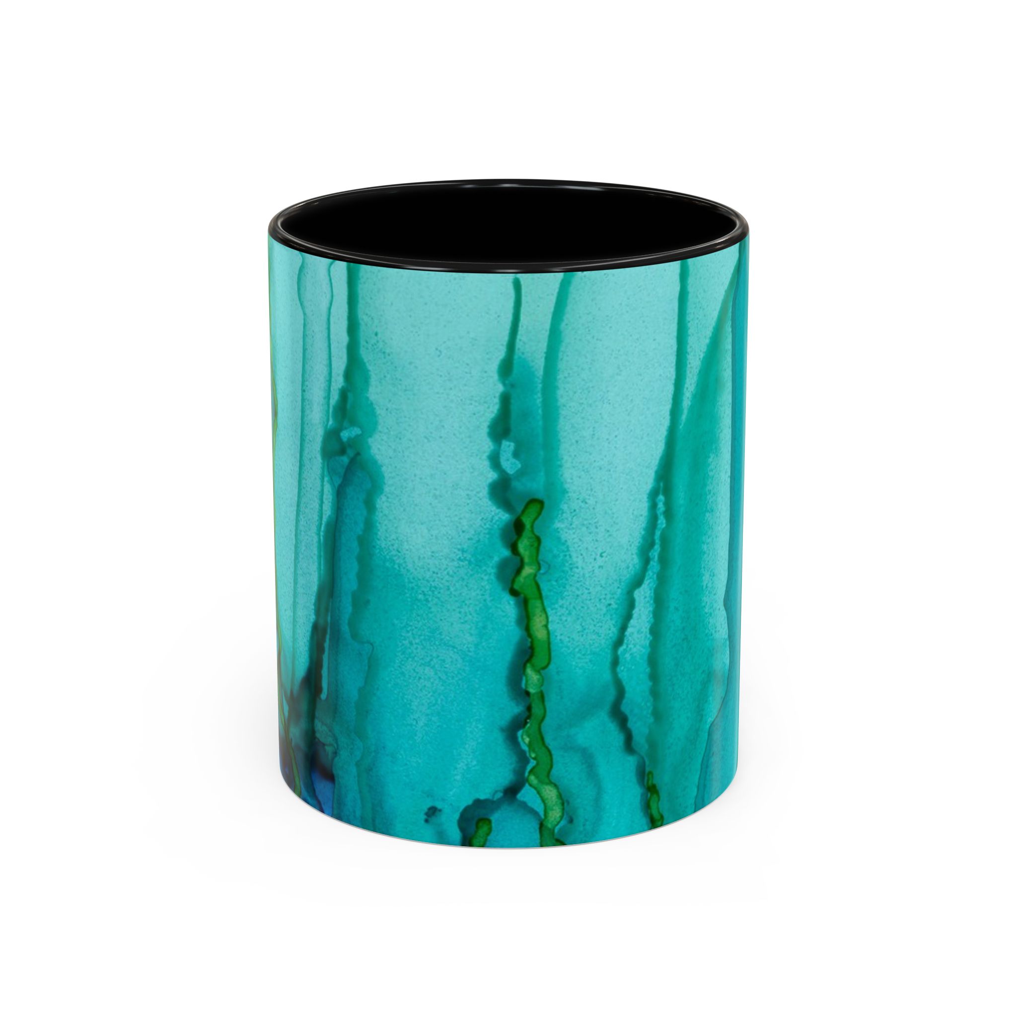 Abstract Turquoise Accent Coffee Mug - Watercolor Effect Vertical (11 oz, 15 oz) - Image 13