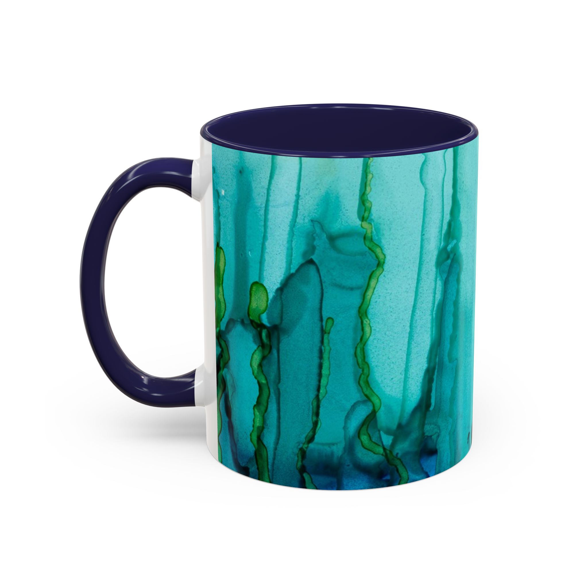 Abstract Turquoise Accent Coffee Mug - Watercolor Effect Vertical (11 oz, 15 oz) - Image 19