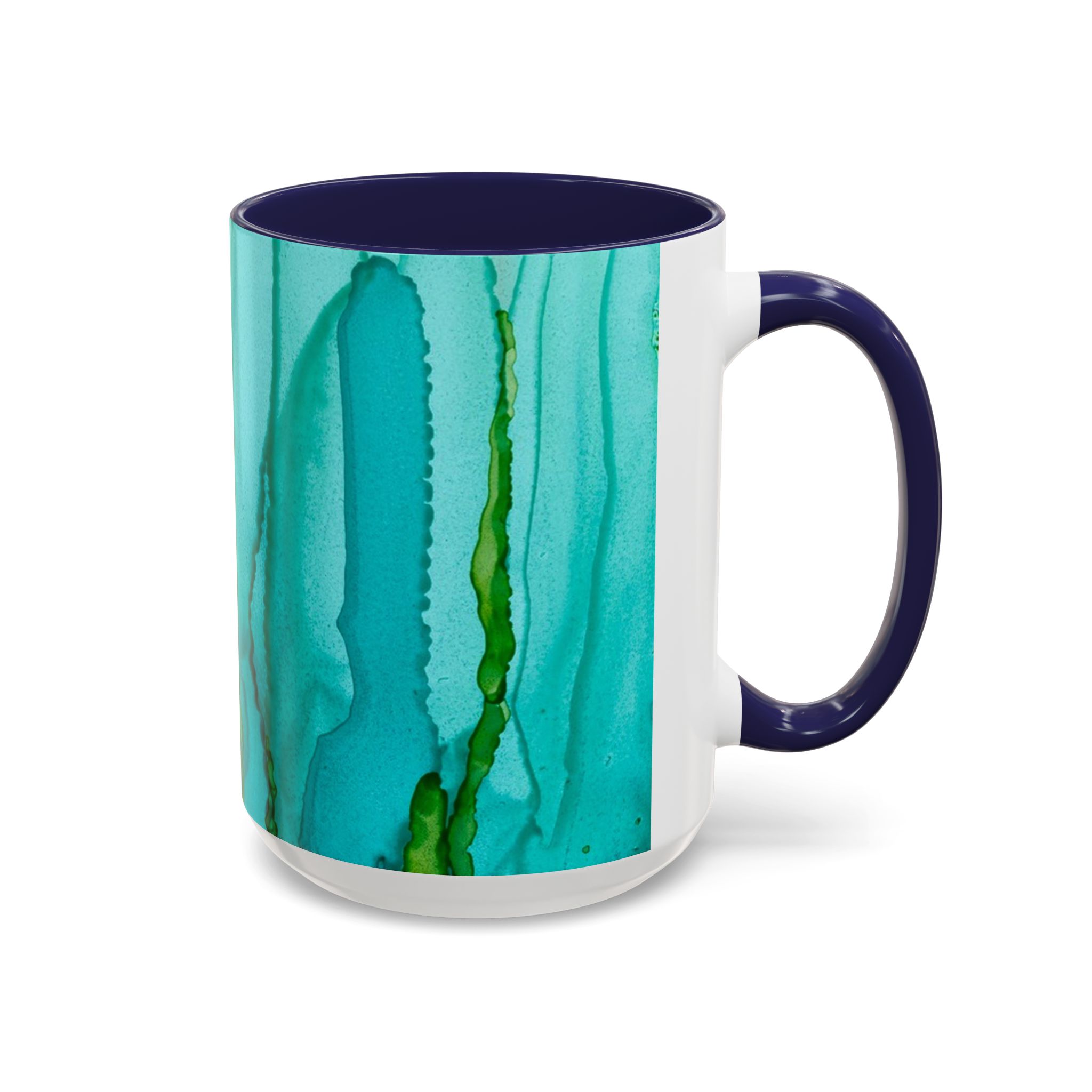 Abstract Turquoise Accent Coffee Mug - Watercolor Effect Vertical (11 oz, 15 oz) - Image 10