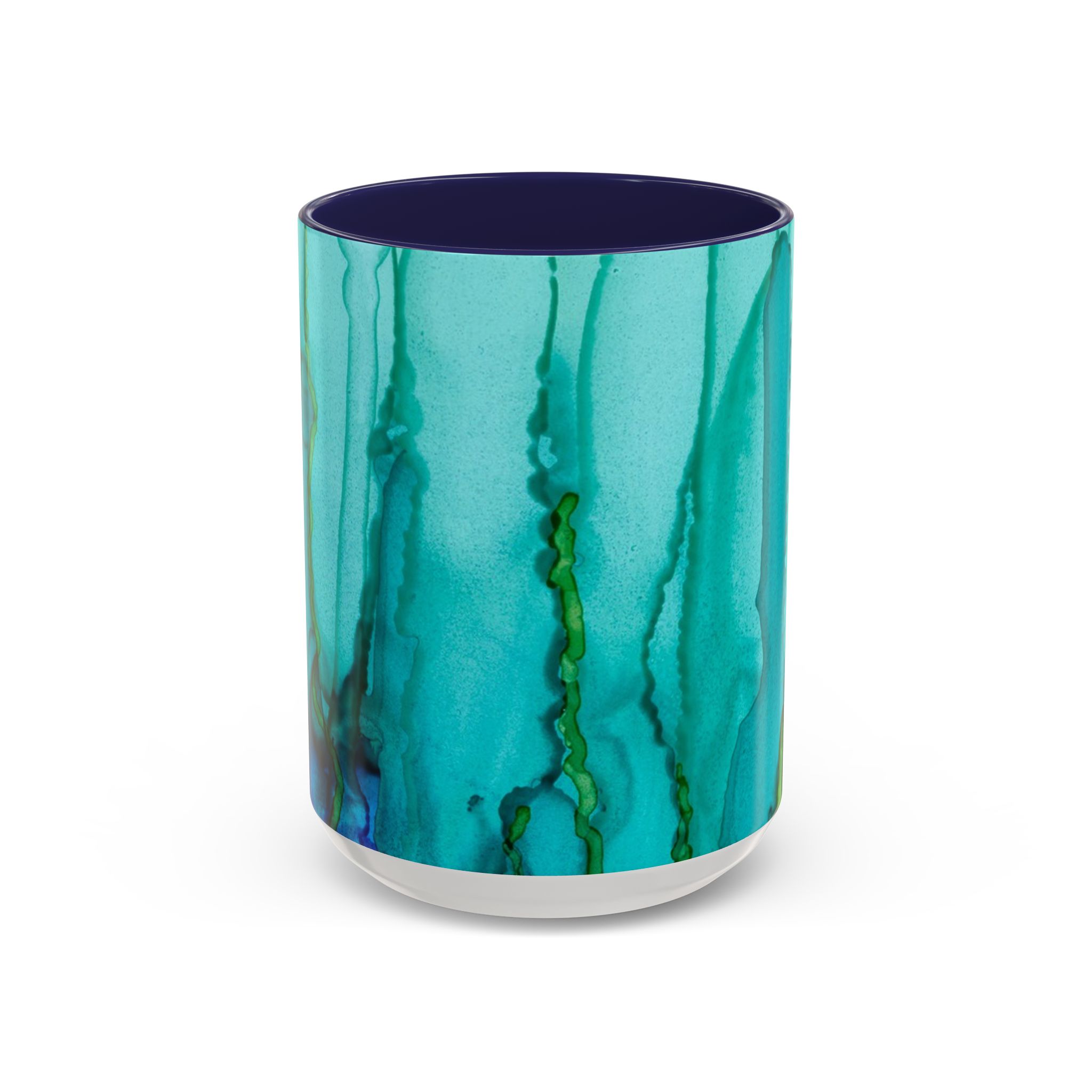 Abstract Turquoise Accent Coffee Mug - Watercolor Effect Vertical (11 oz, 15 oz) - Image 9