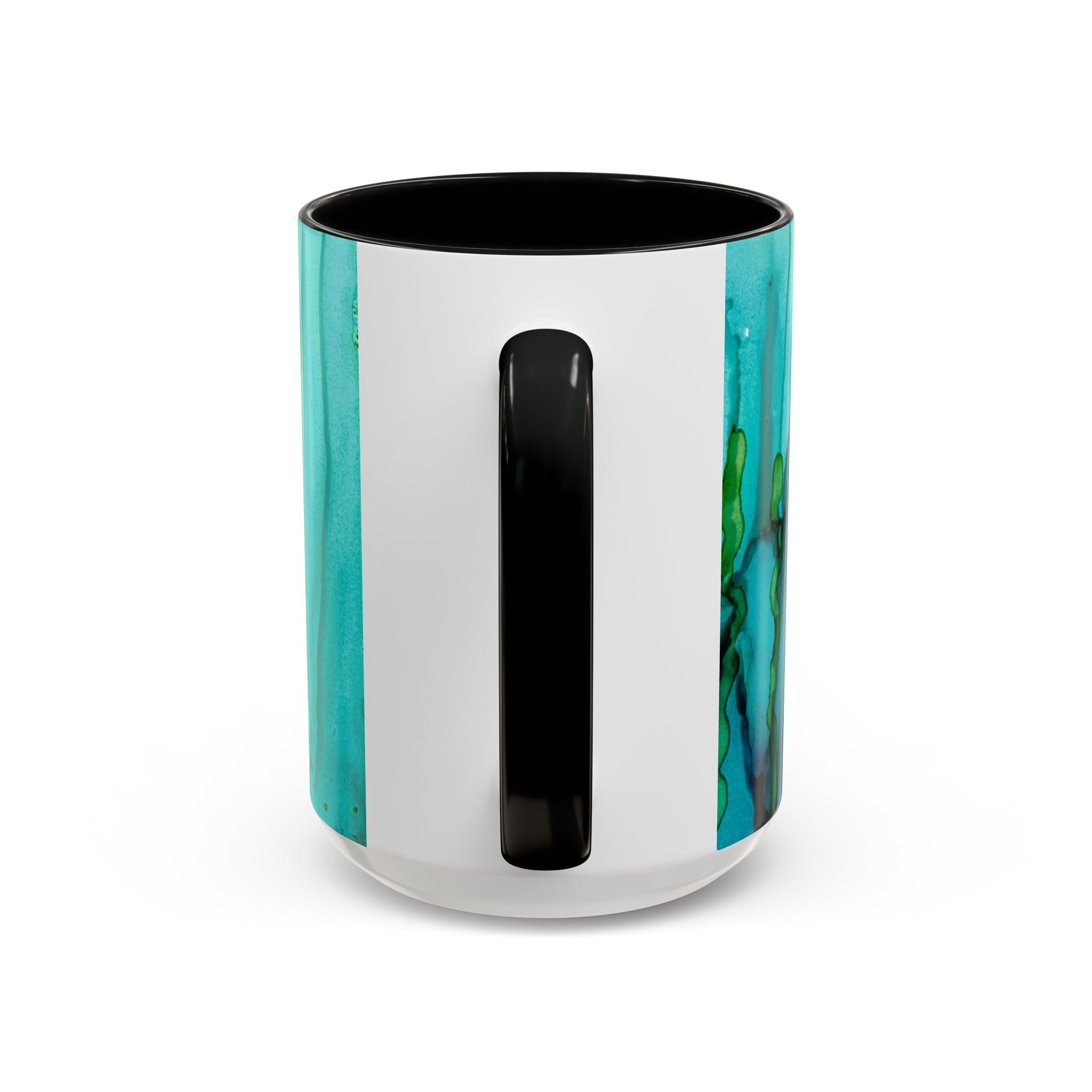 Abstract Turquoise Accent Coffee Mug - Watercolor Effect Vertical (11 oz, 15 oz) - Image 8