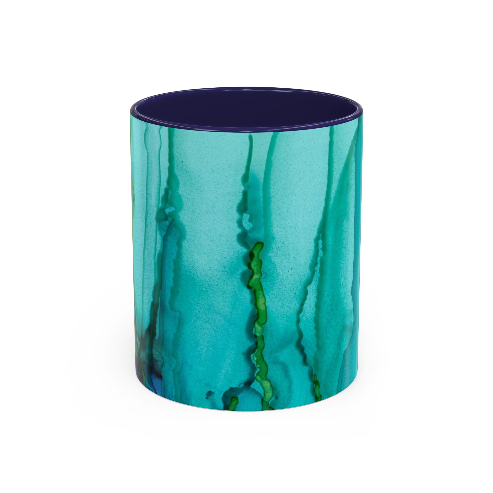 Abstract Turquoise Accent Coffee Mug - Watercolor Effect Vertical (11 oz, 15 oz) - Image 17