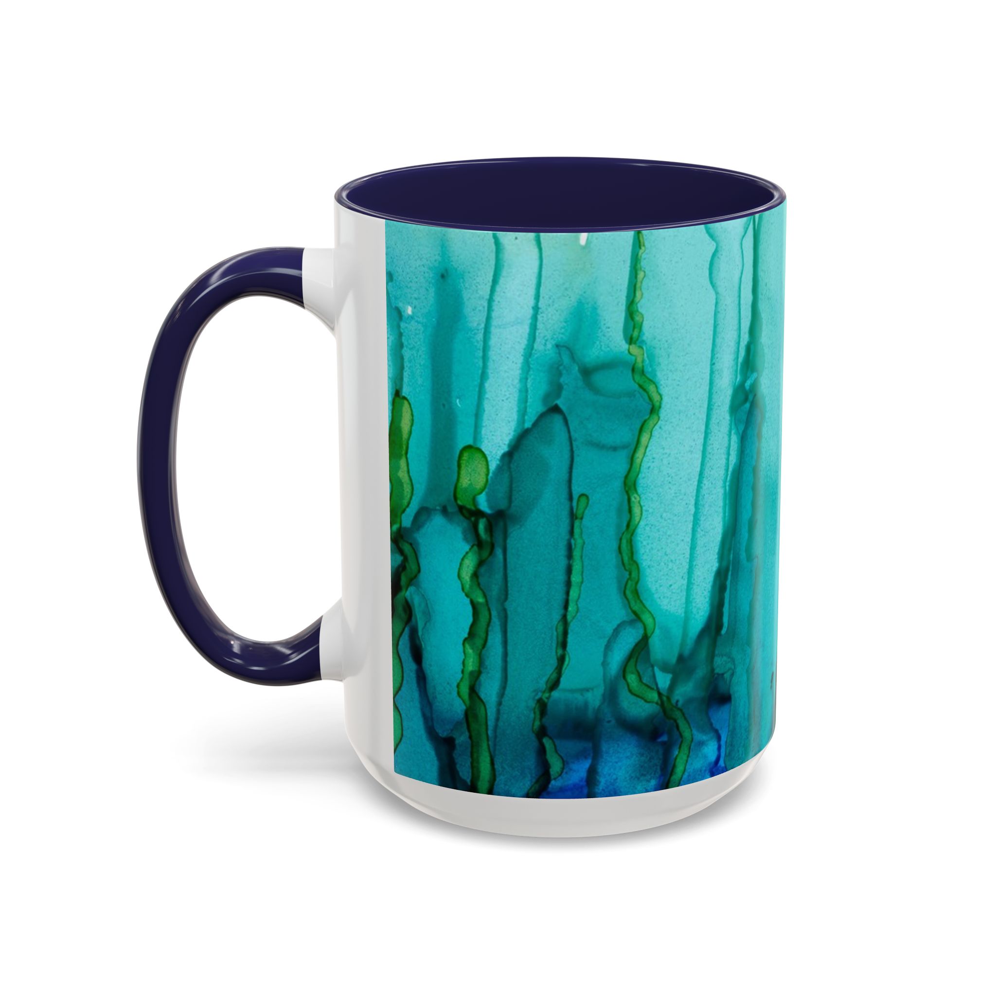 Abstract Turquoise Accent Coffee Mug - Watercolor Effect Vertical (11 oz, 15 oz) - Image 11