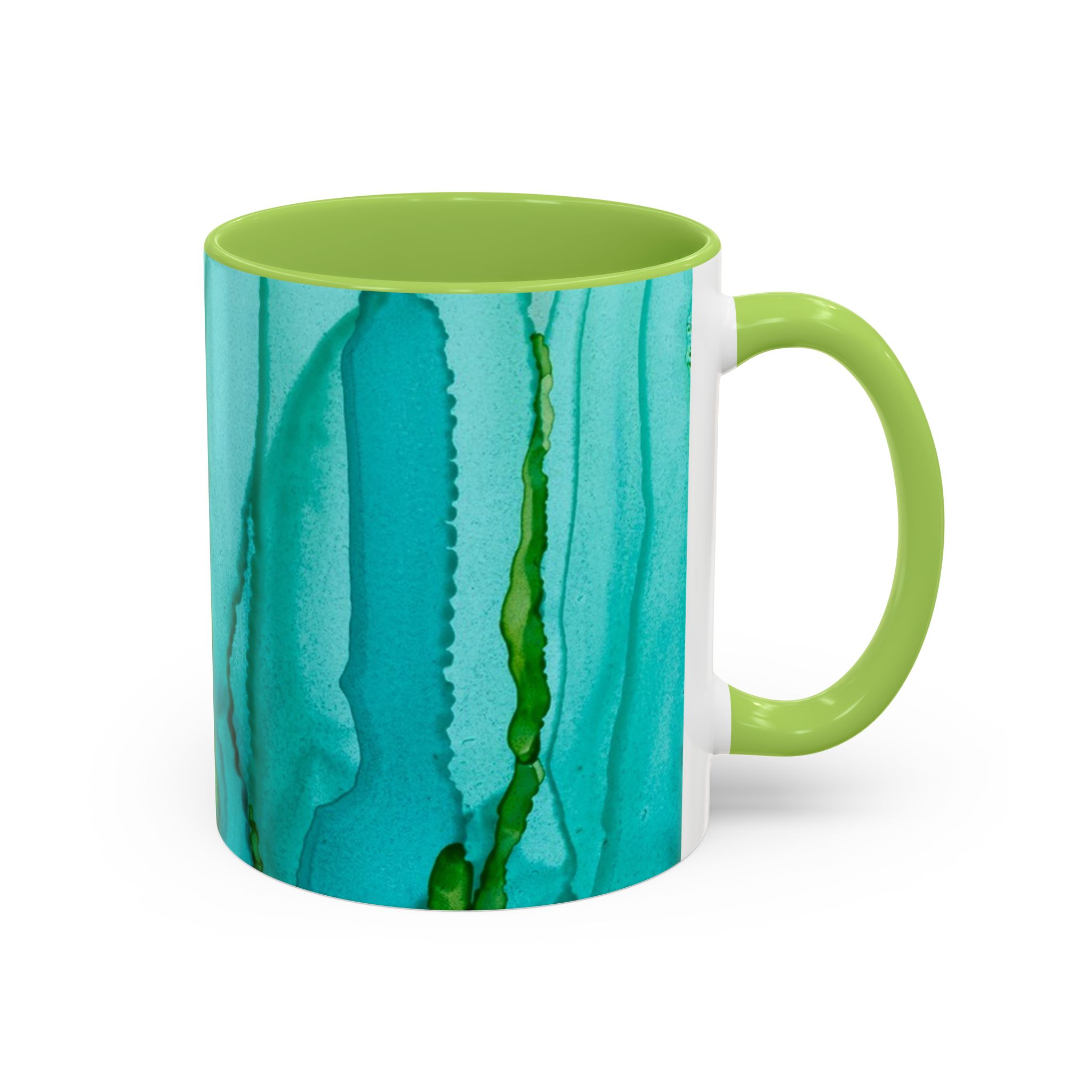 Abstract Turquoise Accent Coffee Mug - Watercolor Effect Vertical (11 oz, 15 oz)