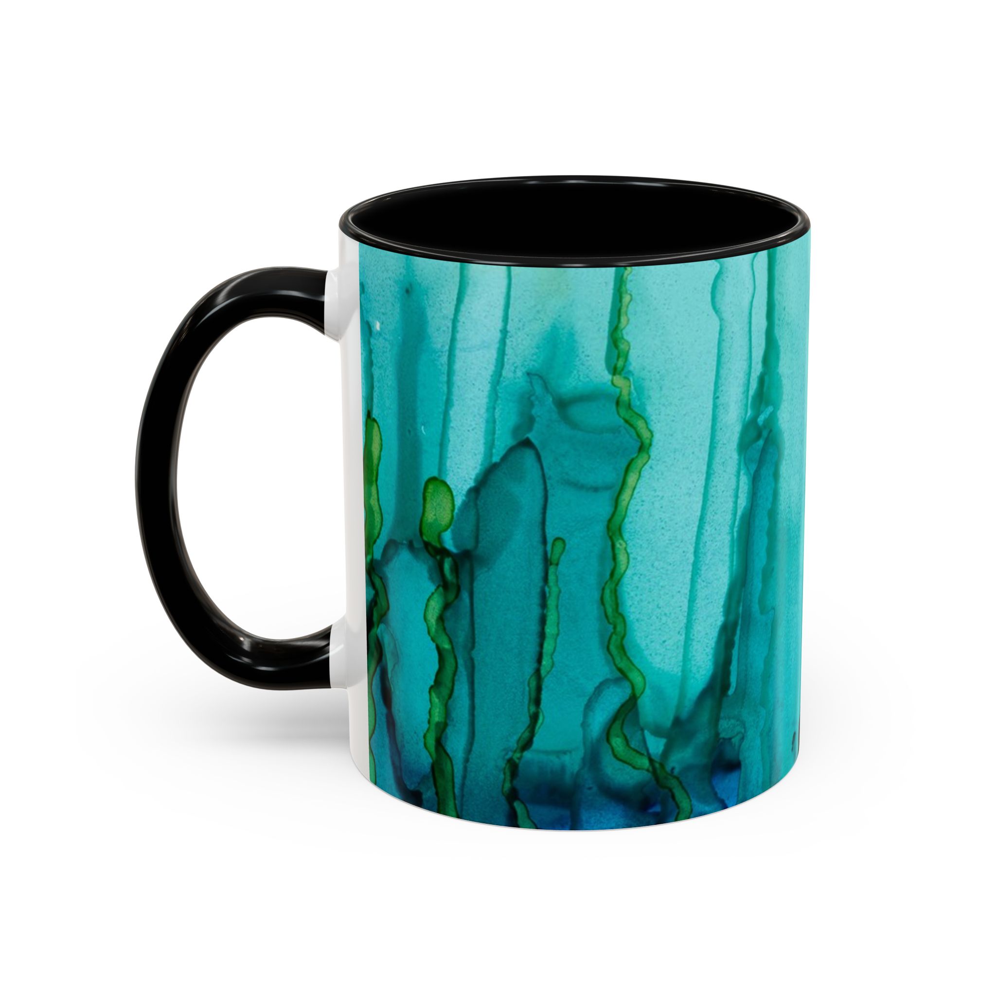 Abstract Turquoise Accent Coffee Mug - Watercolor Effect Vertical (11 oz, 15 oz) - Image 15